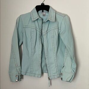 CAbi Light Blue Aqua Zip Up Denim Jacket Women's XS